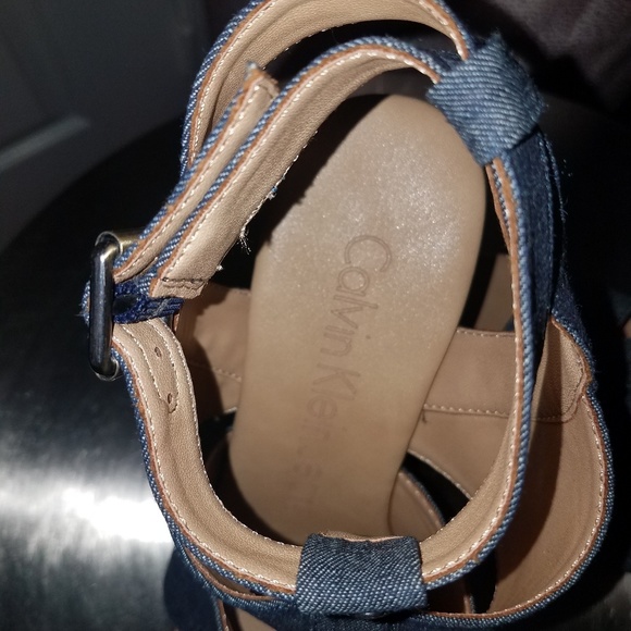 New Calvin Klein denim chunky heels - Picture 6 of 7